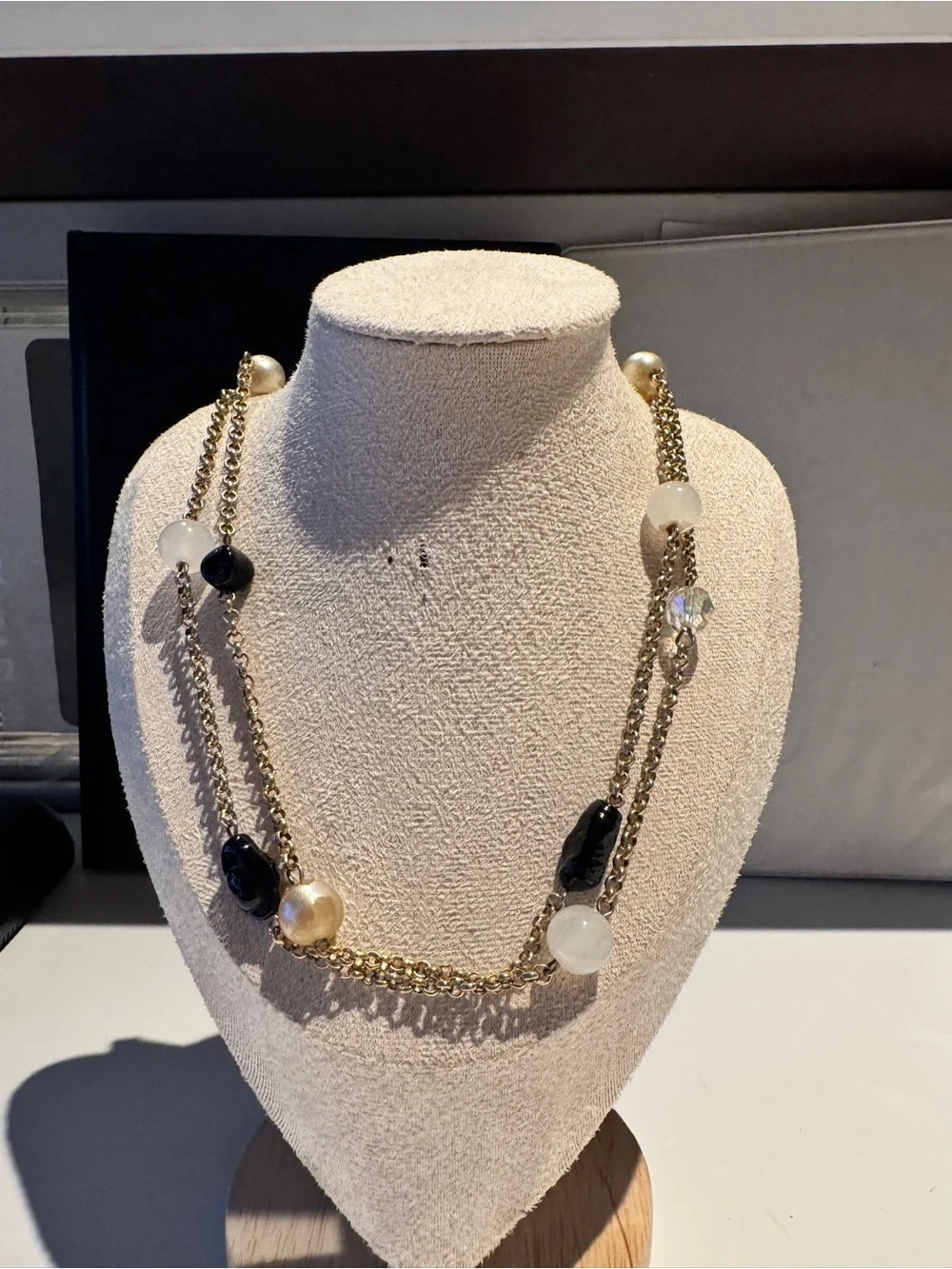 Multi-Strand Black and Gold Bead Necklace - Picture 5 of 13